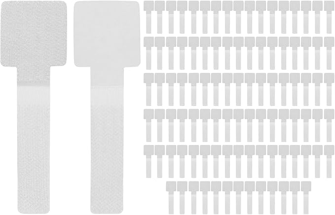 100-Pack Hook and Loop Cable Ties, 3.5 x 1.1 Inch Enhanced Self-Adhesive Cord Organizer for Desk/Home/Wall/Office Essentials, Cable Management Under Desk [White]