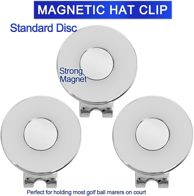 3 Pack or 6 Pack - Golf Hat Clips Magnetic Golf Ball Marker Holders for Golf Hats Caps Pants Gloves Bags Visors Belts Nickel-Plated Alloy Clips for Metal Golf Ball Markers (Ball Marker Not Included)