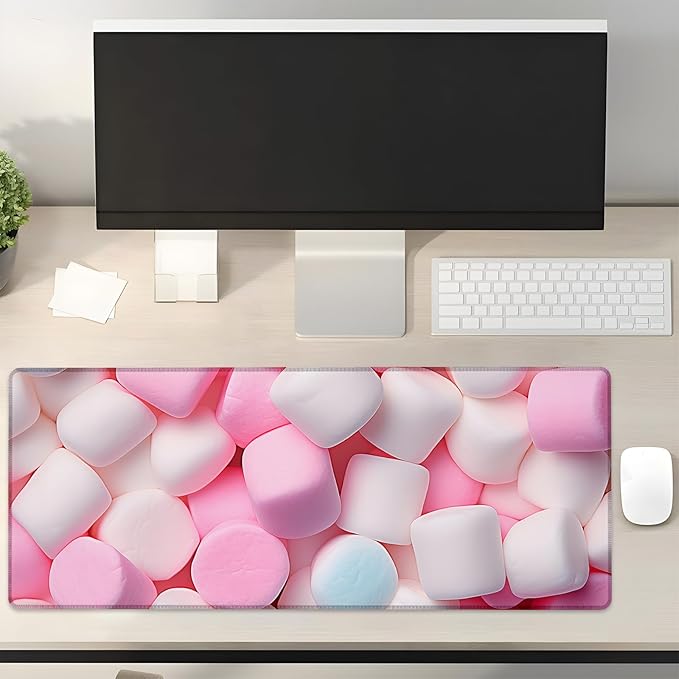 Sweet Marshmallow Gaming Mouse Pad Gifts 31.5" x 11.8", Non-Slip Rubber Base MousePads for Computers Laptop School Office Home Accessories Decor, Mouse Pad, Keyboard Desk Mat