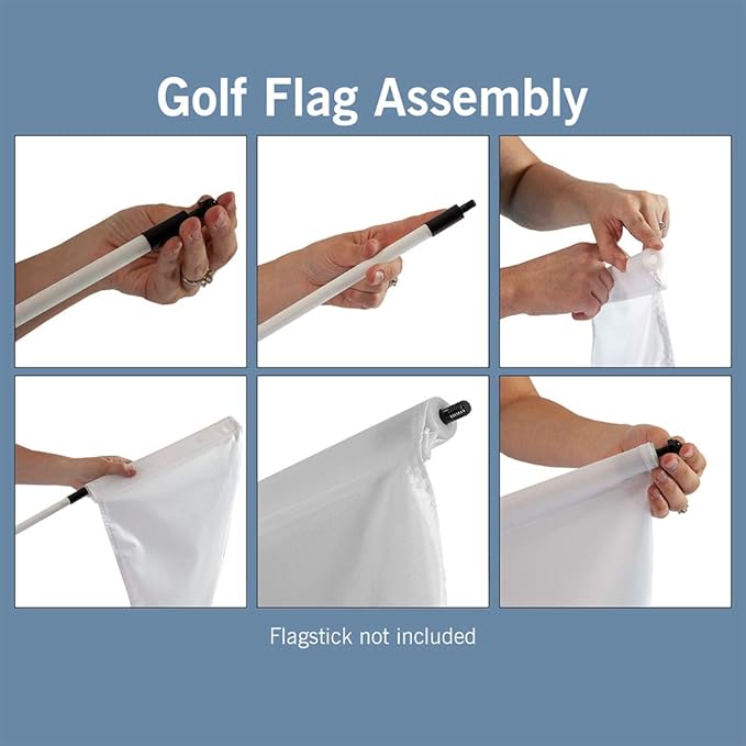 Vispronet Numbered Golf Flags for Putting Green (18) – 20in x 14in White & Red Flags Numbered 1-18, Golf Range Accessories for Courses, Outdoor Hole Flag, Durable Polyester Material