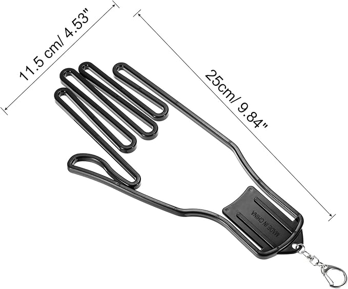 PATIKIL Golf Gloves Stretcher, 2 Pack Plastic Keeper Support Rack Holder Dryer Hanger Frame with Keychain Hook for Sports Gloves Maintenance, Black L Size