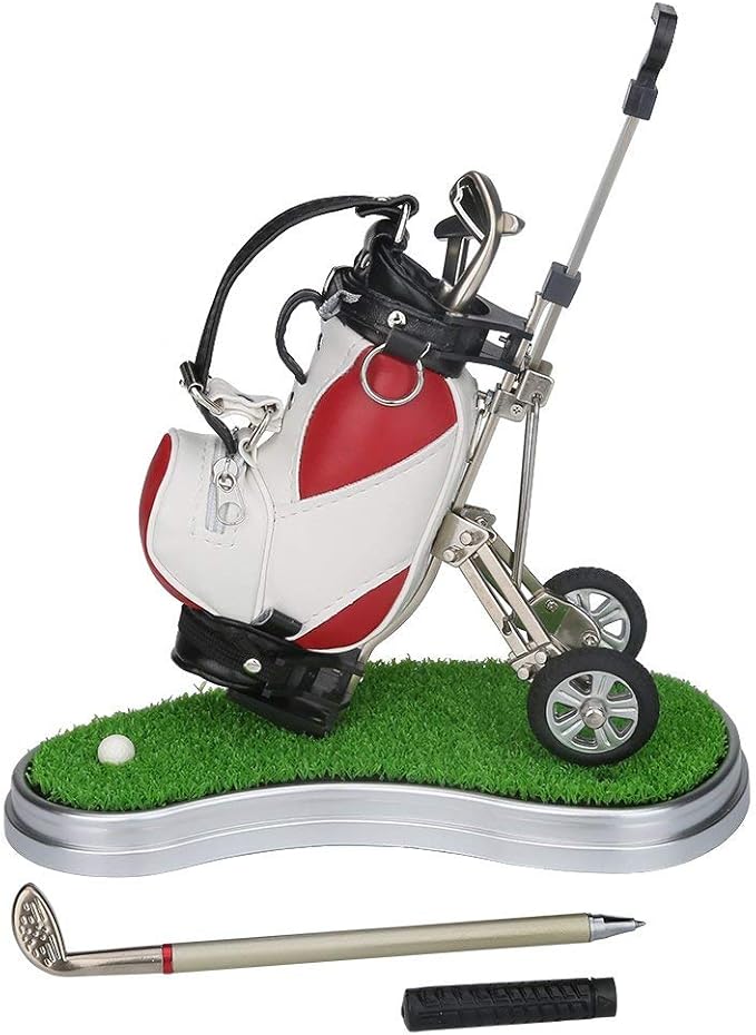 Golf Gift Golf Pens Holder, Golf Bag Holder with 3 Pieces Aluminum Pen Golf Bag Pencil Holder for Men