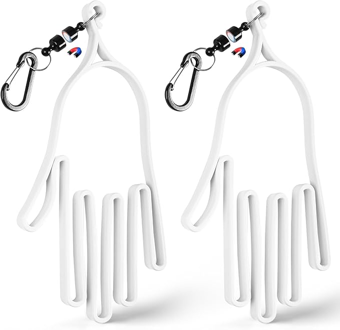 FINGER TEN Golf Gloves Stretcher Universal with Strong Magnetic Carabiner Clip 2 Pack, Durable Glove Support Plastic Holder Hanger Keeper Dryer, Size Large XL for Men Women