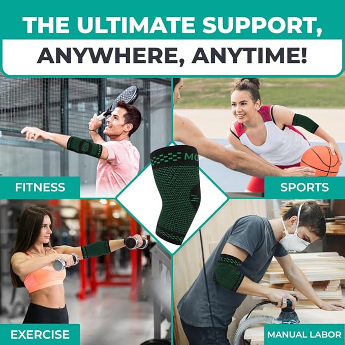 Modvel 2 Pack Elbow Brace - Golfer's Elbow Compression Sleeve Support for Joint Pain Relief, Recovery, Tendonitis Braces, Tennis Elbows Brace For Men & Women, Workout & Weightlifting Arm Wrap