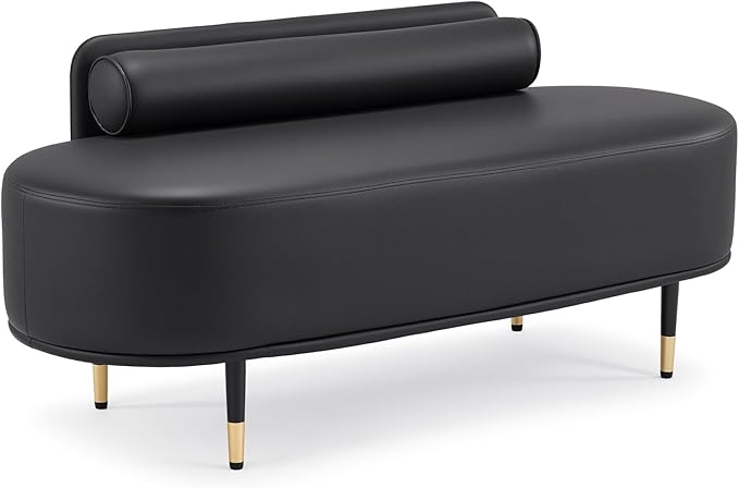 OmySalon Waiting Room Bench with Low Back, 53.5" Office Guest Chair, Faux Leather Upholstered Reception Seating, Lobby Bench for Beauty Salon Barbershop Airport Bank Hall Room Conference