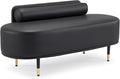 OmySalon Waiting Room Bench with Low Back, 53.5" Office Guest Chair, Faux Leather Upholstered Reception Seating, Lobby Bench for Beauty Salon Barbershop Airport Bank Hall Room Conference