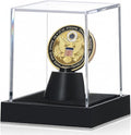 JupDec Coin Display Case, Clear Acrylic Single Coin Holder with Durable Base, Dustproof Cube Showcase with Black Velvet Interior, Ideal Gift for Challenge Coin Fans & Collectors