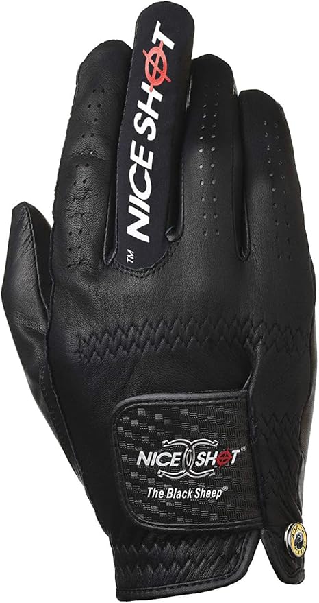 Nice Shot The Bird Men's Golf Glove in Black Cabretta Leather