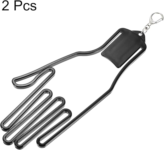 PATIKIL Golf Gloves Stretcher, 2 Pack Plastic Keeper Support Rack Holder Dryer Hanger Frame with Keychain Hook for Sports Gloves Maintenance, Black L Size