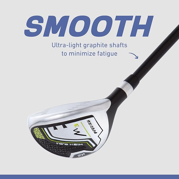 Precise M3 Men’s 14-Piece Golf Set – 460cc Driver, Wood, Hybrid, 6-PW Irons, Putter, Stand Bag, 3 Headcovers and Cover - RH