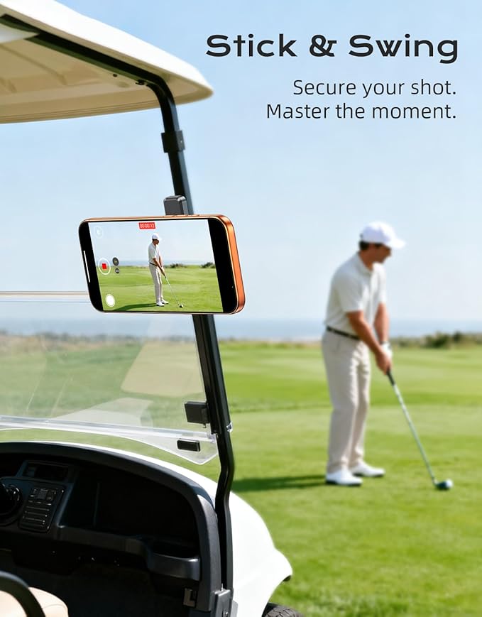 Magnetic Golf Cart Phone Holder, Strong Magnet Phone Mount Compatible with MagSafe iPhone 12-17 and Android, Fits EZGO, Club Car, Yamaha, Golf Cart Accessories Gift for Golfers Men Women