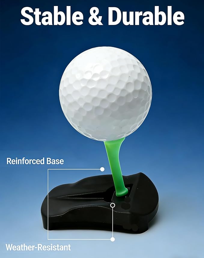 Hinged Turf Base V3 - Golf Turf Tee for Artificial Turf-Includes Pre-Cut Tee Variety Packs, with Five Replacement Ball Nails, 10-Second Quick Ball Setup, Complete Tee System for Every Club