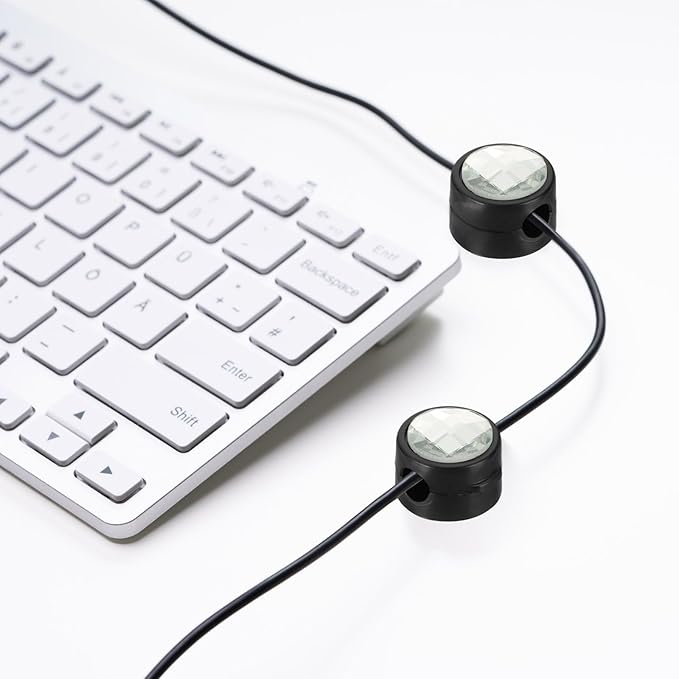 PATIKIL Cable Organizer Holder, 6 Pcs Magnetic Spring Desk Cable Management Clips Adhesive Cord Holder Keepers for Office Desktop Wall Car, Black