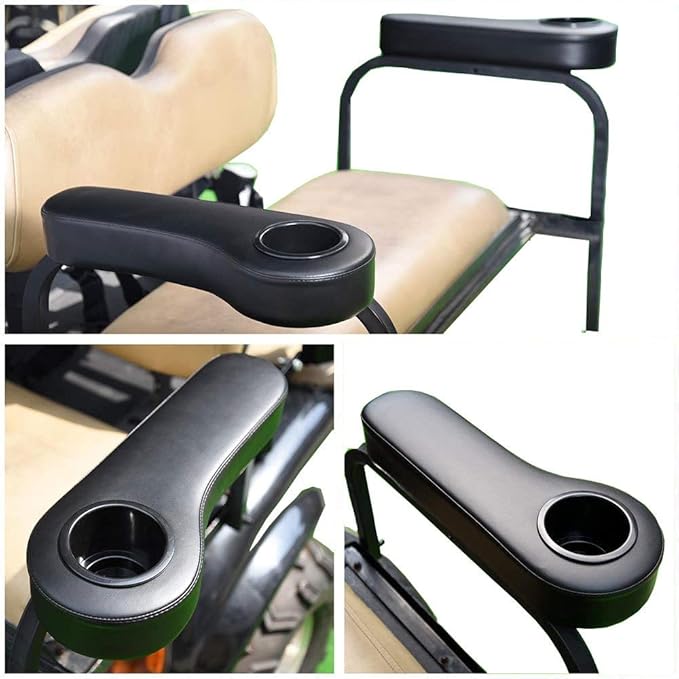 Golf Cart Rear Seat Arm Rests | No Drilling Required, Universal Arm Rest Fits on EZGO, Club Car, Yamaha Golf cart with Rear seat
