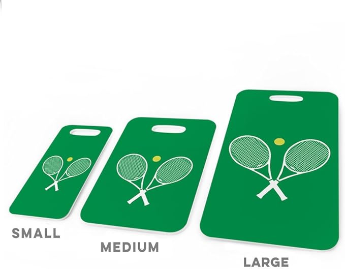 ChalkTalkSPORTS Tennis Luggage & Bag Tag | Crossed Tennis Rackets | Custom Info on Back | Small | Green