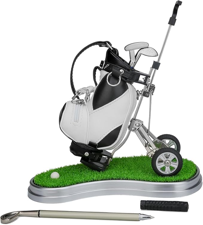 10L0L Golf Pen Holder 3 Club Pens Golf Cart, Mini Office Desk Decor, Funny Gifts for Men, Dad, Boss - Stocking Stuffers for Golfers on Birthday, Christmas, Fathers Day