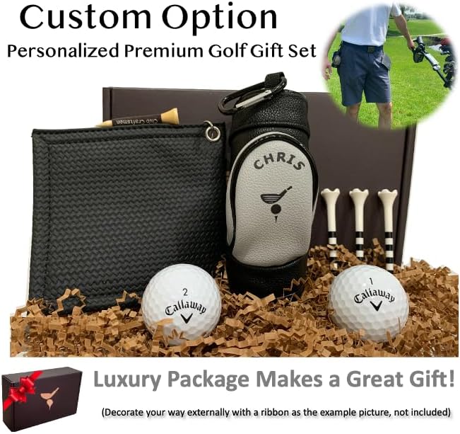 Golf Gifts for Men and Women, Personalized Premium Mini Ball Bag, Holds 3 Balls & Tees. Perfect for Golf Lovers, Optional Kit.