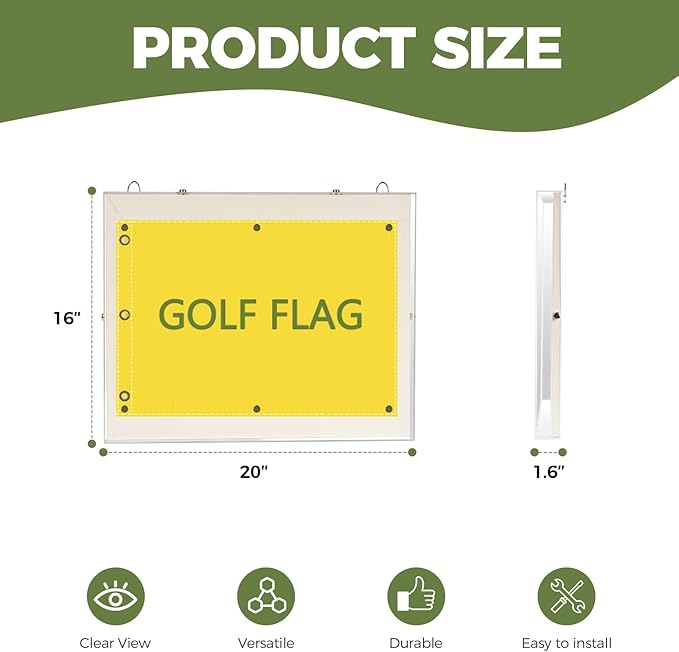 Acrylic Golf Flag Frames for 13'' x 17'' Golf Flag, Clear Boat Golf Garden Flags with Magnetic Mount, Banner Frame Shadow Boxes with Canvas Mat