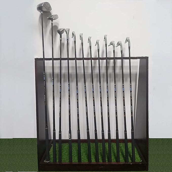 Large Capacity Golf Club Storage Rack, Holds 13 Golf Clubs, Free Standing Wooden Golf Equipment Display Stand, Garage Backyard Patio Corner