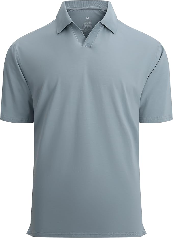 Esabel.C Jacquard Golf Shirts for Men Moisture Wicking Short Sleeve Performance Dry Fit Active Mens Polo Shirts