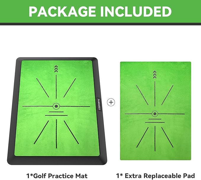 Golf Hitting Mat, Golf Training Mat for Swing Path Feedback Detection Batting,Extra Replaceable Golf Practice Mat 16"x12", Golf Gifts for Men Women for Home Indoor Outdoor