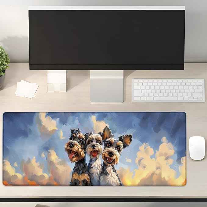 Yorkshire Terriers Gaming Mouse Pad Gifts 31.5" x 11.8", Non-Slip Rubber Base MousePads for Computers Laptop School Office Home Accessories Decor, Mouse Pad, Keyboard Desk Mat