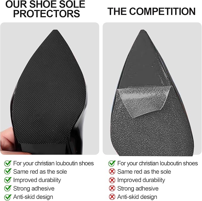 Sole Protector for High Heels, Shoes Grips on Bottom of Shoes,Shoe Bottom Protectors Anti Slip Grips Self Adhesive Silicone Non Slip Shoe Pads(6.0"×4.0",Black