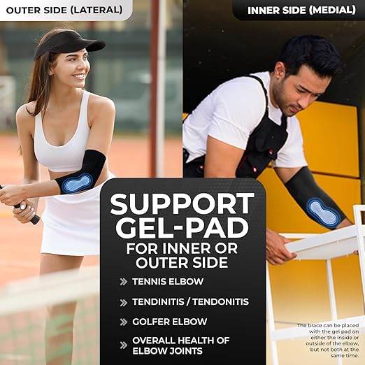 DR. BRACE® Elite Elbow Brace Support, Breathable Elbow Compression Sleeve with Gel Pad for Golfer's, Tennis Elbow & Tendonitis Treatment & Pain Relief 2024 (Black, Small)