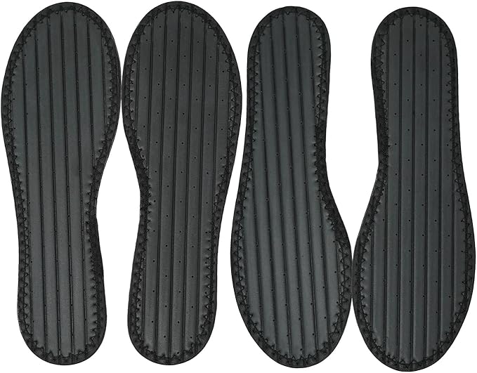 Happystep Cotton Terry Cloth Insoles, Barefoot Shoe Inserts, Sweat Absorption, Odor Control, Moisture-Wicking, Washable and Reusable, Zero Drop Shoe Insoles, 2 Pairs of Black (Women Size 7)