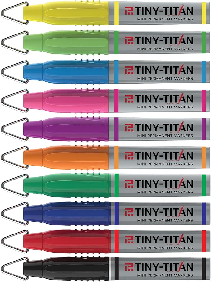 Tiny-Titan Mini Markers, Keychain Clip, Golf Ball Marker, Clip On Nurse's Badge - ORANGE Ink - Fine Point - 4 Pens