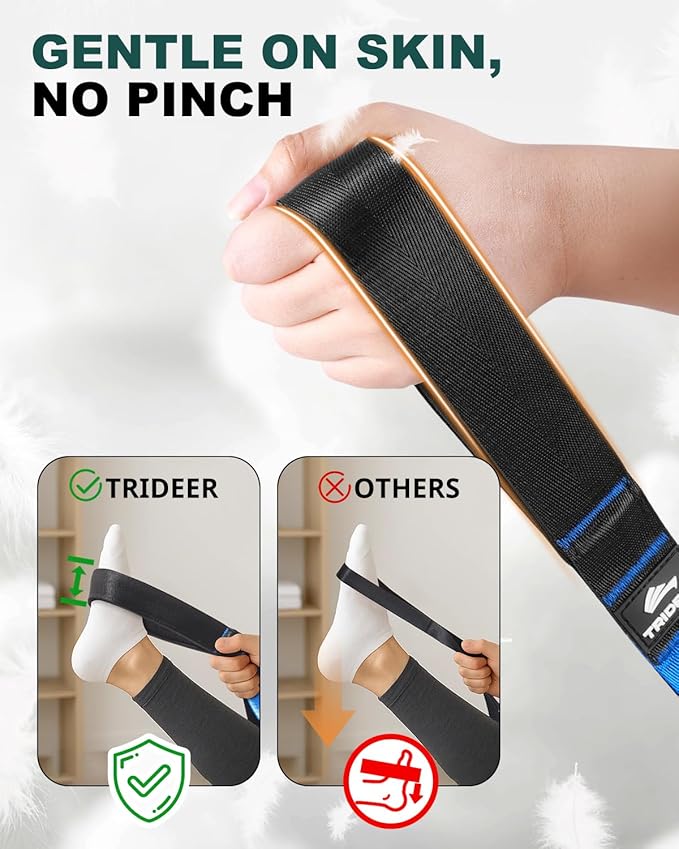Trideer Stretch Straps with Loops, Non-Elastic Yoga Straps for Stretching, Durable Nylon Stretch Bands for Exercise Physical Therapy Flexibility, Yoga,Hamstring Leg Stretcher with Guidance