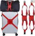 Adjustable Luggage Straps, Suitcase Elastic Strap Bag Bungee with Buckles Travel Accessories - Fitting for(Travel/Add A Bag/Securing Luggage), 27-66 Inch & 2Pcs & Red