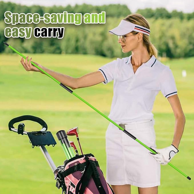 Golf Alignment Sticks 2 Pack, 48″Collapsible Practice Rods for Aiming/Putting, Golf Training Aid for Swing Trainer with Clear Tube Case, Foldable Training Rods with 10 Golf Tees