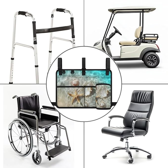 Beach Golf Cart Rear Seat Organizer Foldable Storage Bag for Club Car, Wheelchair and Walker