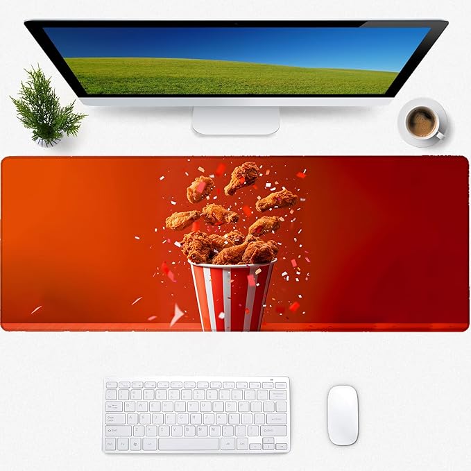 Chicken Nugget Gaming Mouse Pad, Desk Mat, Non-Slip Rubber Base Cool Aesthetic MousePads for Computer Laptop Keyboard Office School Home Desktop Accessories Decor 31.5" x 11.8"