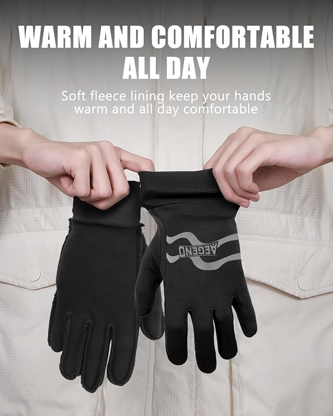 Aegend Lightweight Winter Gloves for Men Women, Warm Running Gloves Touchscreen Thermal Glove Liners for Cold Weather Driving, Cycling & Hiking, Non-Slip, Elastic Cuff, Stretchy, Durable