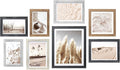 ArtbyHannah Gallery Wall Frame Set, 8 Pack Picture Frames Collage Wall Art Decor with Neutral Pampas Grass for Bedroom, Assorted Size Including 8"x10", 5"x7", 4"x6", 6"x6"(Multi-color Frame,Small)