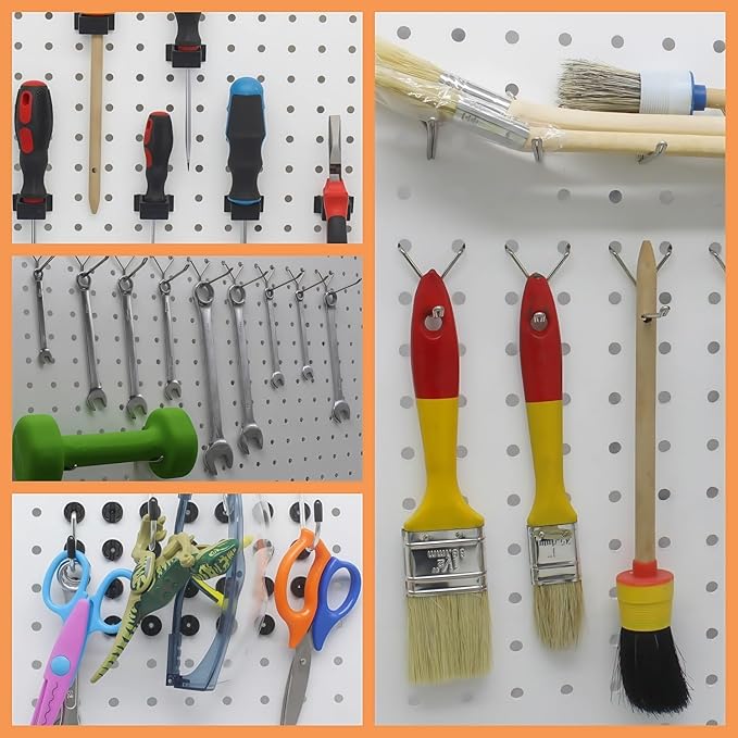Calax 338PCS Pegboard Hooks Organizer Kit, Fit 1/8 or 1/4 inch Peg Board with Storage Bins, Pegboard Assortment Hooks Accessories Tool Hanging Storage for Garage, Kitchen, Bathroom (338)