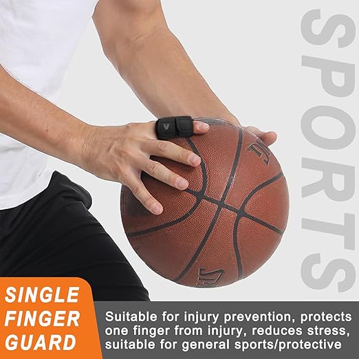 2PCS Finger Splints Finger Sleeves Protectors, Compression Elastic Adjustable Brace Buddy Wraps Straps Perfect for Sport Basketball Tennis Volleyball Badminton, Black (Single, Medium)