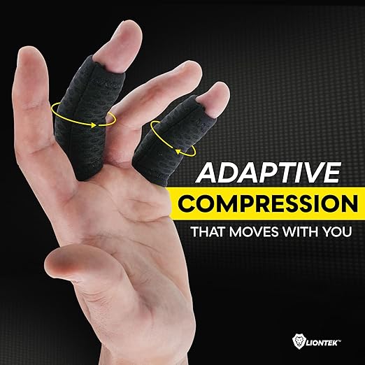 LIONTEK Single Flow Finger Sleeve V3 Pair — Joint Support & Compression for Activity, BJJ, Fitness, Volleyball, Basketball, and More