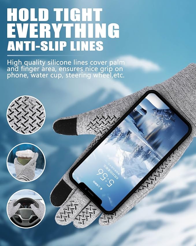 Aegend Lightweight Winter Gloves for Men Women, Warm Running Gloves Touchscreen Thermal Glove Liners for Cold Weather Driving, Cycling & Hiking, Non-Slip, Elastic Cuff, Stretchy, Durable