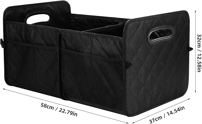 Cabilock Car Trunk Organizer Storage Bin for Suv and Sedan, Collapsible Cargo Organizer with Multiple Compartments, Sturdy Car Storage Trunk Box for Grocery and Travel