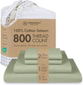 Threadmill Luxury 800 Thread Count California King 100% Cotton Sheets - Sage Green Sateen Weave Bed-Sheets, Better Than Egyptian Cotton, 4 Pc Solid Bed Set, Fits 16" Deep Pocket