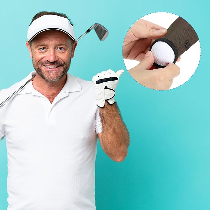 PATIKIL Golf Ball Carry Bag, 2 Pcs Golf Tee Holder Pouch Portable Neoprene Golf Ball Holder with Clip for Men and Women Storage Gifts, Brown