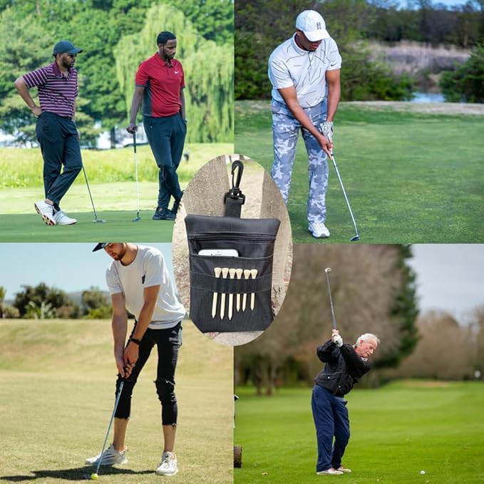 Golf Tee Pouch Bag, Zipper Golf Ball Bag, Accessory Pouch for Men