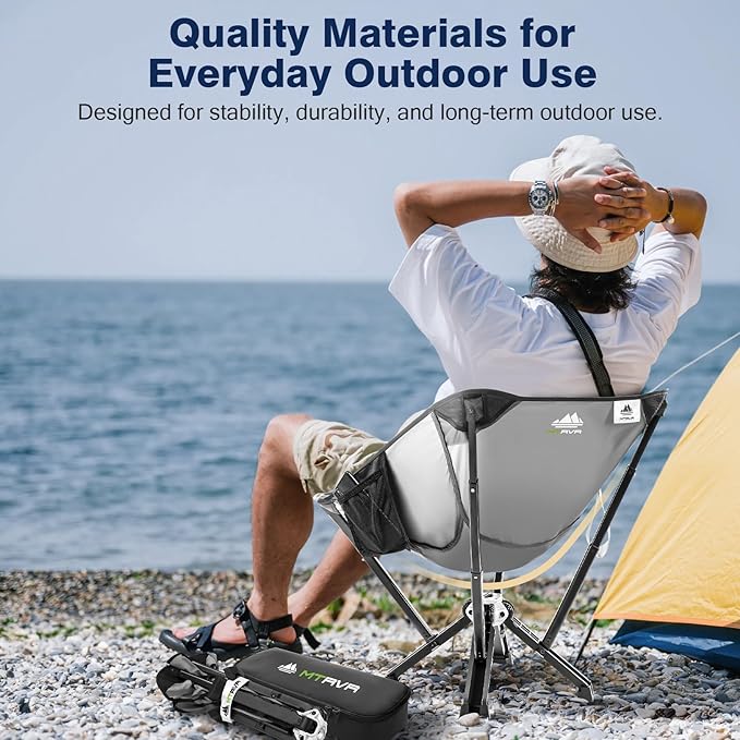 Camping Chair for Outdoor Use — Stable Folding Design, Reliable Support, Anti-Slip Feet, Portable Chair for Camping, Fishing & Beach