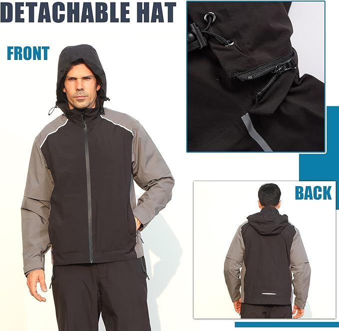 K.E.J. Golf Rain Jacket for Men Waterproof Raincoat Lightweight Jacket Golf Suit for Hiking Cycling Running Camping Traveling