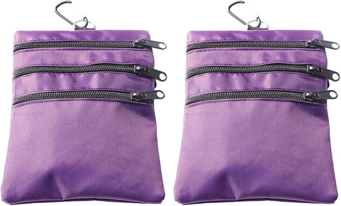 Golf valuables Pouch, Zipper Golf Ball Bag with 4 Pockets, Golf Accessories Pouch for Storing Balls,tees,Mobile Phone,Keys, Cards and Cash, Great Gift for Golfers