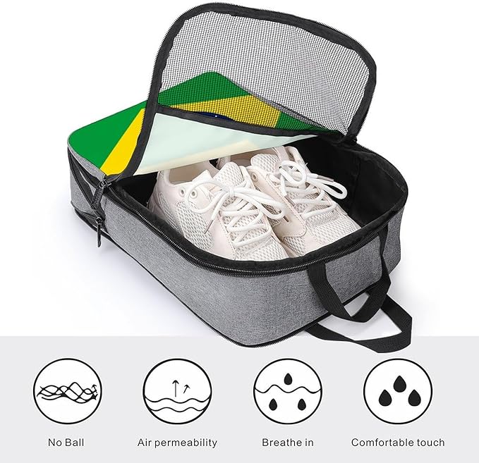 Portable Travel Shoe Bag Brazilian Brazil Flag Portable Shoe Organizer with Zipper Closure Storage Sneaker Travel Bag