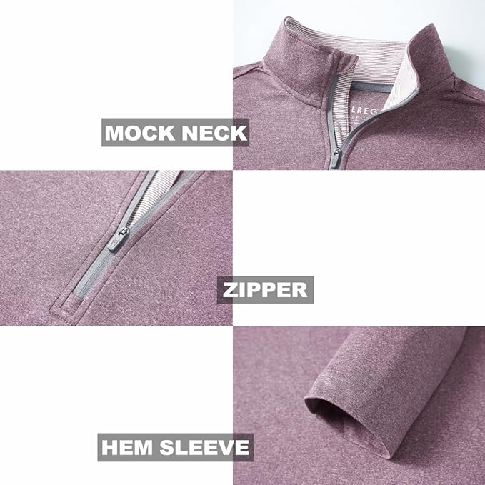 M MAELREG Quarter Zip Golf Pullover Men Dry Fit Long Sleeve Performance Wicking Mock Neck 1/4 Zip Pullover Mens Sweatshirt